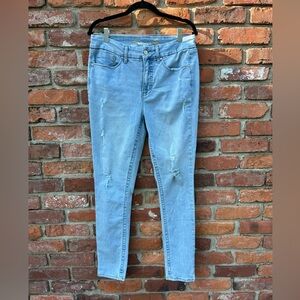 Seven Jeans Tummyless High Rise Skinny Light Wash Distressed Women Denim 10